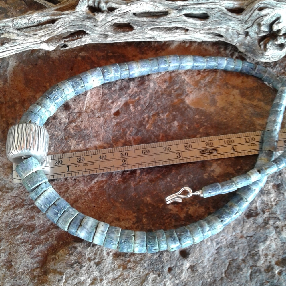 Sterling Silver Vintage blue coral NECKLACE - Picture 5 of 9